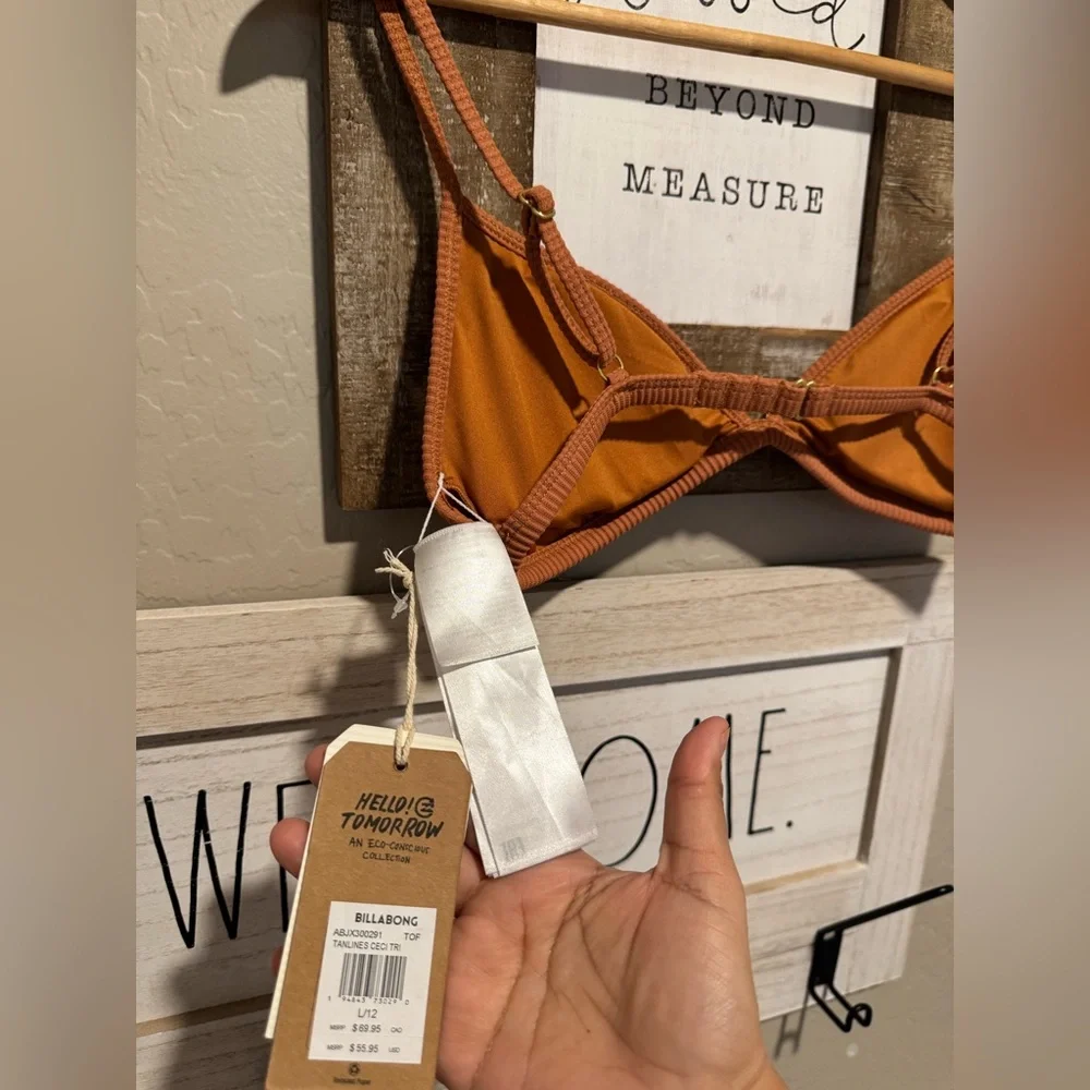 Billabong Tanlines Ceci Triangle Bikini Top sz large new with tags  MSRP $69.95 - Picture 10 of 10